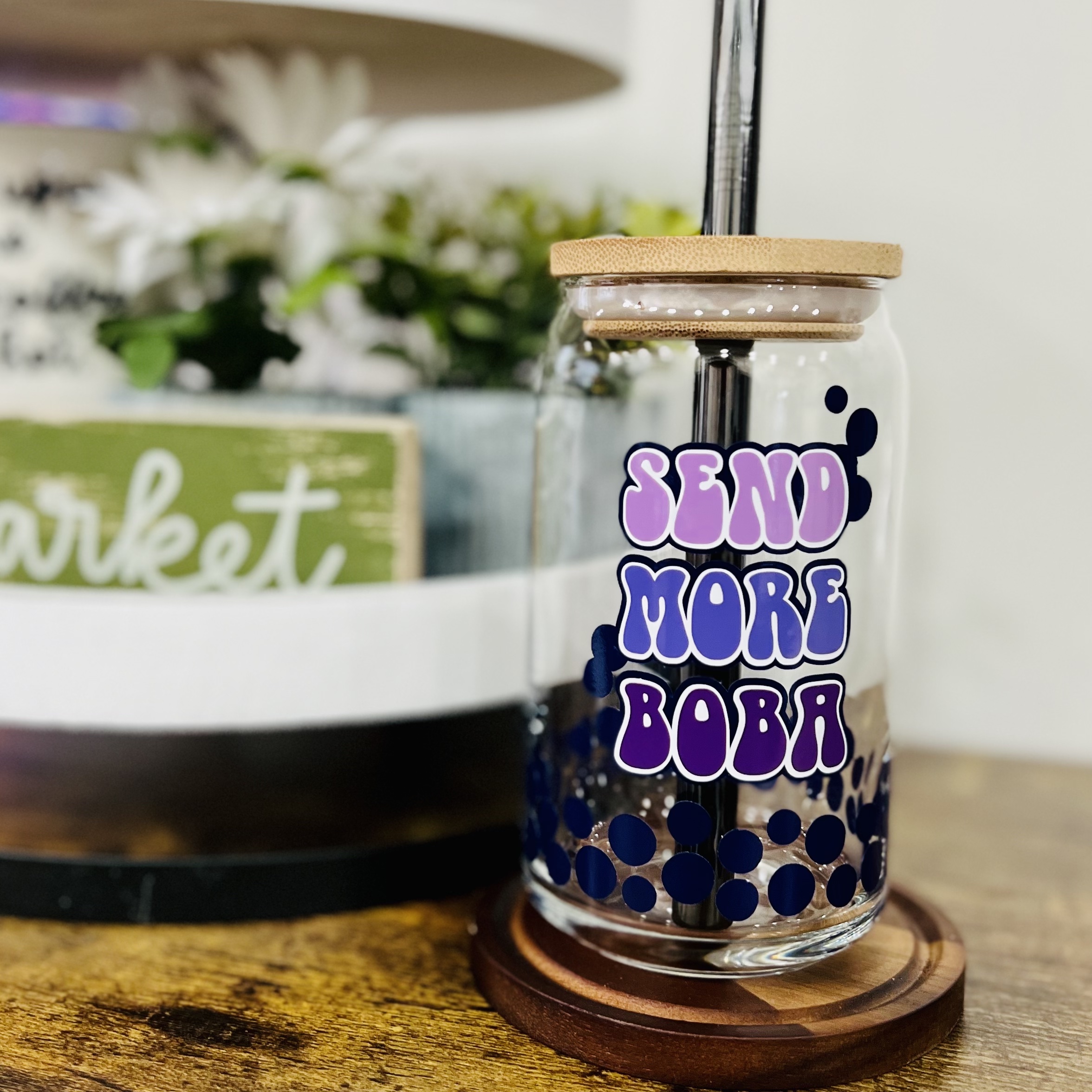 Send More Boba Can Glass Cup – Charlotte's Paper Company